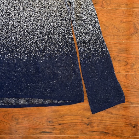 COPY - NWT WHBM Blue and Silver Sparkly Long Bell Sleeve Wide Neck Sweater Blou… - Picture 4 of 8